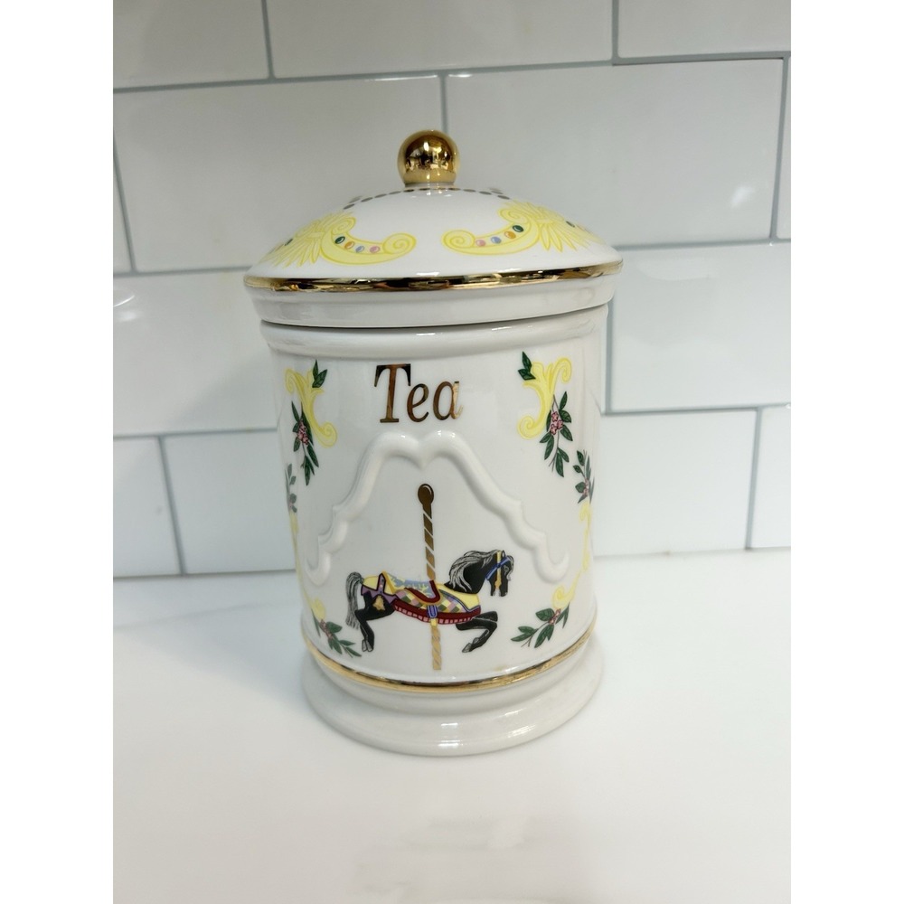 Lenox Carousel Horse Tea Canister Porcelain Vintage